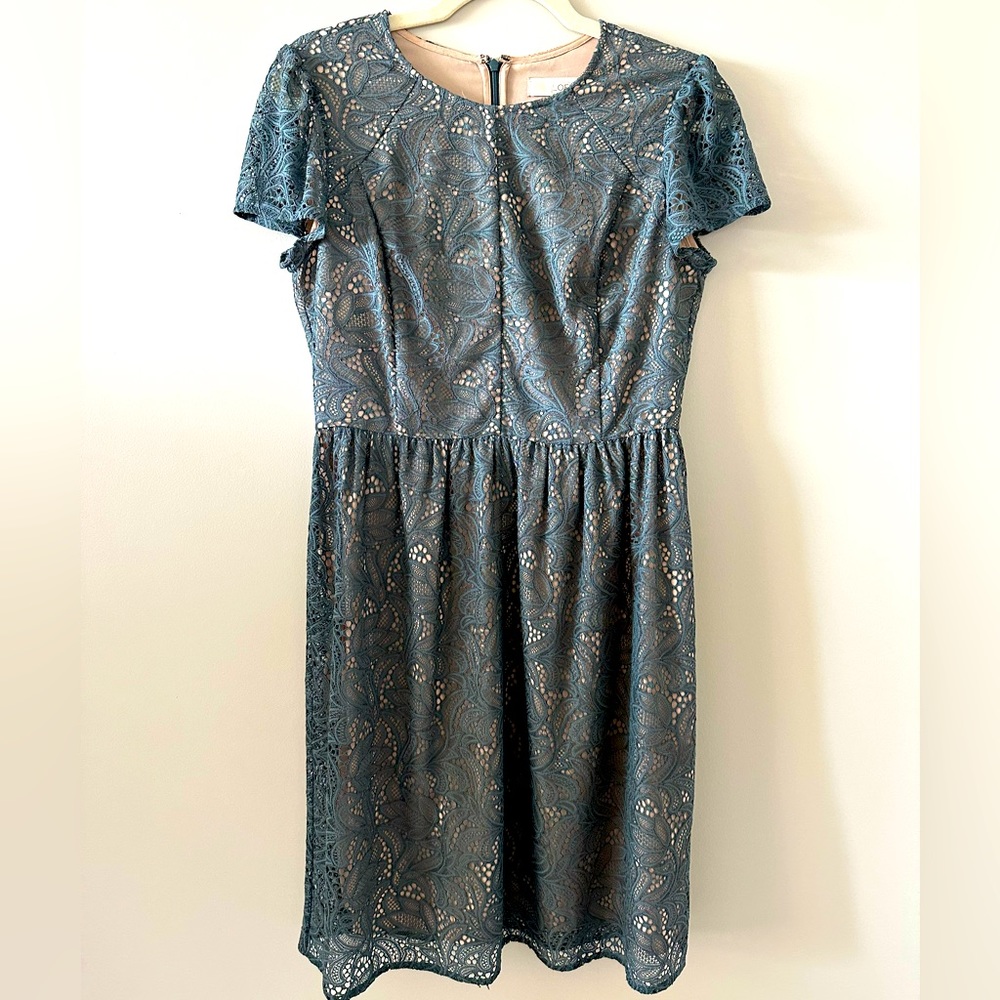 LOFT Green Lace Dress Size 4